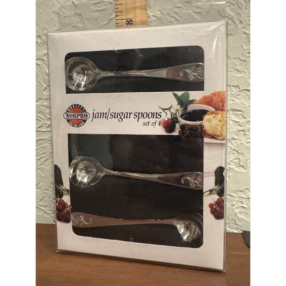 NORPRO 18/10 Stainless Steel Jam Sugar Flower Spoons Pc Set NIB - Picture 1 of 2